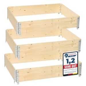 Garronda Potager surélevé en Bois Naturel 120x80x20 cm pour Jardin – Jardinière rectangulaire 3 piècespour Plantes, Fleurs, légumes et Herbes - Bac