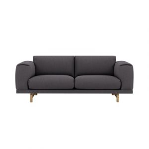 Muuto Canap&eacute; - REST 2 places Gris 13 L 200cm x P 92cm x H 72cm, Assise L 148cm x P 70cm x H 42cm Rev&ecirc;tement tissu Vancouver, Rembourrage mousse, Pieds ch&ecirc;n