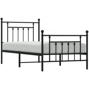 VidaXL Cadre de lit métal avec tête de lit/pied de lit noir 90x190 cm, lit simple, meuble de chambre à coucher, lit d'invité, lit