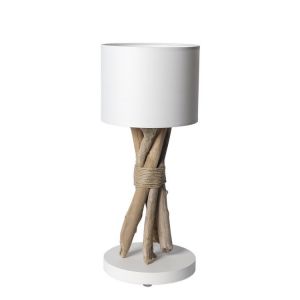 Lampe &agrave; poser en bois blanc