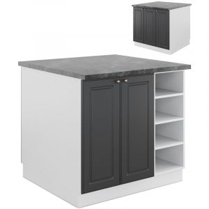 Vicco Îlot De Cuisine Fame-Line, Anthracite-Or/Blanc, 90 Cm Sans Plan De Travail