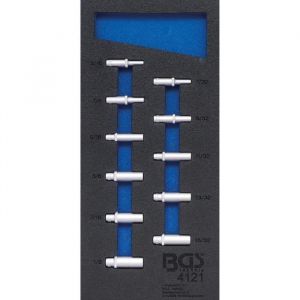 BGS Insert de servante d'atelier 1/3 : douilles pour clé, six pans 6,3 mm (1/4'') en pouces profondes 11 pièces 4121