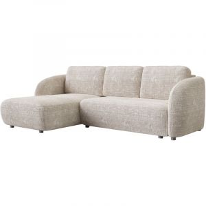 ALANYA - Canapé d'angle convertible avec coffre en tissu beige - Angle gauche