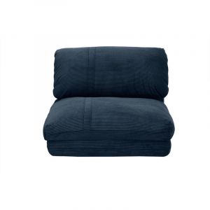 Miliboo Chauffeuse 1 place convertible en tissu velours côtelé bleu foncé spencer