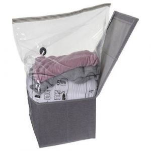 Atmosphera Sac de rangement compresseur avec coffre de rangement - 40 x H. 25 cm -Gris