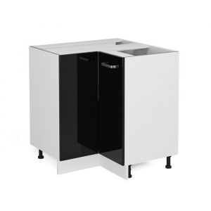 Meuble d'angle R-Line, Noir Haute brillance, 75.6 cm sans plan de travail Vicco