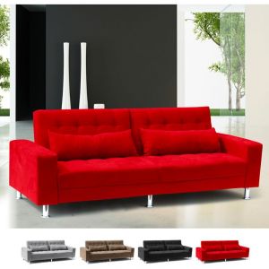 Modus Sof&agrave; Canap&eacute; convertible double 2 3 places avec dossier inclinable et coussins Quarzo, Couleur: Rouge