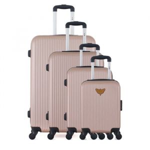 4 Valises 4 roues simples Agata-M 75/65/55/46 cm rose doré