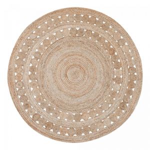 Tapis rond en jute, tapis artisanal tissé à la main, beige Ø120cm