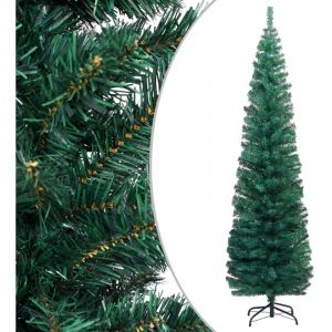 VidaXL Sapin de Noël artificiel mince avec support Vert 180 cm PVC