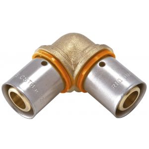 Raccord coud&eacute; 90&deg; &agrave; sertir laiton D.20 pour tube en per