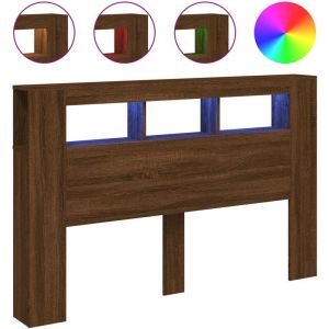 VidaXL Tête De Lit À Led Chêne Marron 160x18,5x103,5cm Bois Ingénierie