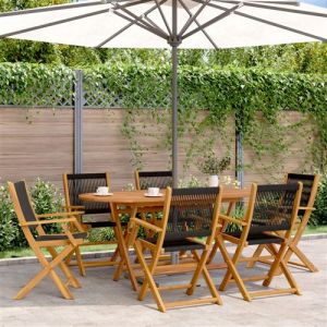 VidaXL 7-delige Tuinset polypropeen en massief hout zwart3281709