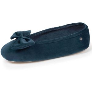 Isotoner Chaussons Ballerines ultra confortables, semelle en cuir, détail grand n?ud