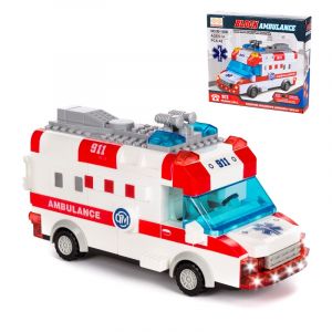 Dam Ambulance avec lumi&egrave;res et effets sonores. &Agrave; construire, 48 pi&egrave;ces.