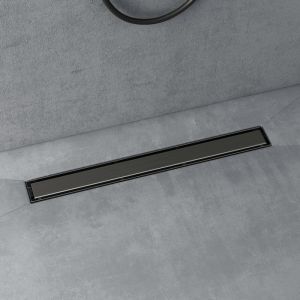 Doporro - Caniveau de Douche Italienne Extra Plate Gris en Inox 70 cm Drain de Sol &agrave; Carreler avec Siphon et Filtre KE110