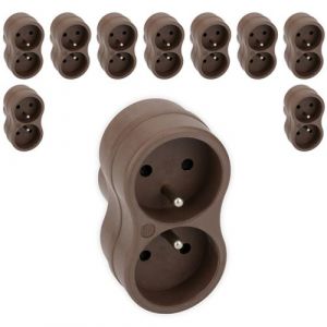 Zenitech Lot de 10 biplites recycl&eacute;es bioplastique - 2x16A - Taupe