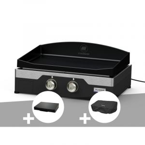 Le Marquier Plancha &eacute;lectrique allure 260 duo 60 x 40 cm + couvercle + housse