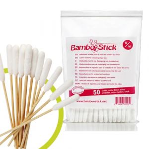 Pack De 50 Coton-Tiges Bamboostick Taille S/M Pour Nettoyer Les Oreilles Des Petits Chiens Et Des Chats / Facile À Utiliser / Elaboré Par Un Vétérinaire Français