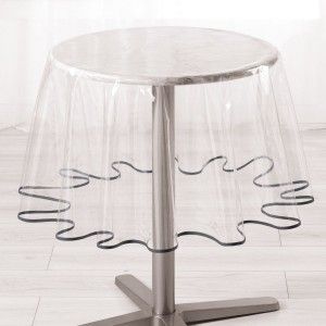 D&eacute;cor Ligne Ligne D&eacute;cor Nappe cristal ronde diam&egrave;tre 180 cm PVC uni Garden/biais anthracite