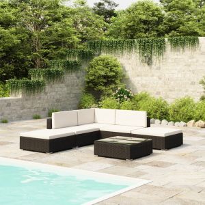 VidaXL Mobilier de jardin R&eacute;sine tress&eacute;e 15 pcs Noir