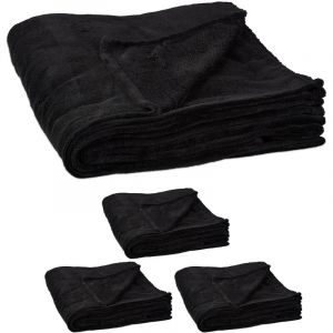Relaxdays 4x Couvertures plaid géant polaire noir - 10034052-0