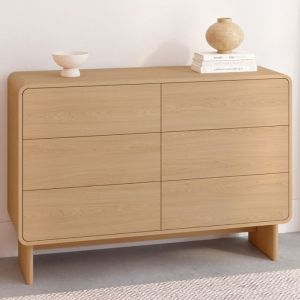 Idmarket Commode 6 tiroirs CAPUCINE 110 cm fa&ccedil;on h&ecirc;tre design arrondi