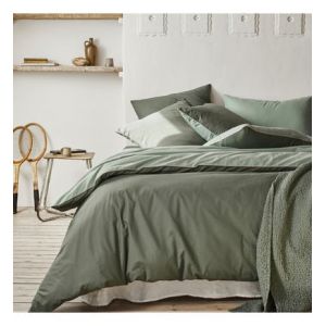 Essix Housse de Couette en Coton Bicolore, Bons Jours, Vert, 140x200 cm