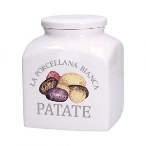 La Porcelaine Bianca - Pot en porcelaine Areato Deco Patate New in Gift Box - Conservation, bocaux et r&eacute;cipients - Bocaux de cuisine - Porcelaine - 3500 CC; 15 x 15 x 18 cm