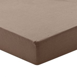 Drap housse uni en lin marron ecorce 160x200