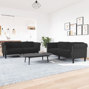 VidaXL Ensemble de Canapés 2 pcs, Chaise de canapé avec Accoudoirs et Dossier, Meuble de Salon Salle de Séjour, Moderne, Noir Velours