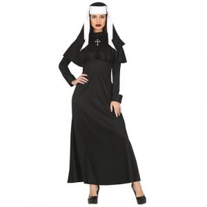 FIESTAS GUIRCA Déguisement Gothique Nonne - Coiffe Noir et Blanc et Tunique Noir pour Femme Adulte Taille M 38-40
