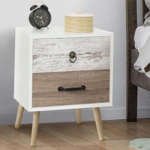 Idmarket Lot de 2 tables de chevet BAHIA 2 tiroirs scandinave
