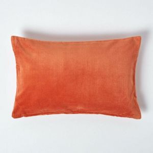 Housse de coussin en velours Orange, 30 x 50 cm - Homescapes