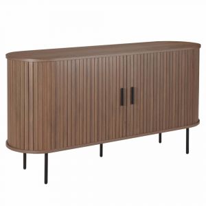 Oviala Buffet en mélaminé et acier 140 cm noyer