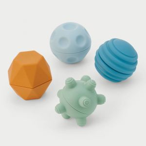 Image de Tickit Silisoft Lot de 4 balles sensorielles en Silicone Souple avec Textures et secoueurs à Visser pour Jeu sensoriel de bébé, Neutre