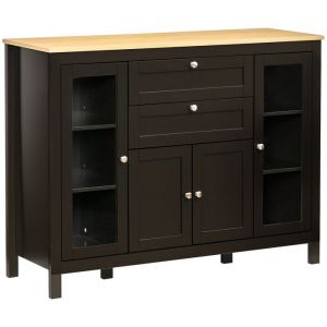 Homcom Buffet - 1 placard double porte, 2 placards à porte vitrée, 2 tiroirs et étagère réglable - MDF - 120x40x90cm - noir