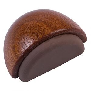 Amig - Cale ou but&eacute;e de sol adh&eacute;sive semi-circulaire d&eacute;corative en bois finition sapelli et caoutchouc couleur marron fonc&eacute; - Prot&egrave;ge des coups les murs et meubles - &Oslash;45 x 25 mm