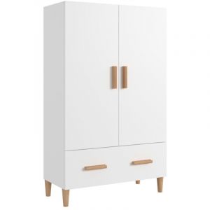 Buffet bahut commode armoire meuble de rangement organisateur cuisine salle de séjour salon 70 x 31 x 115 cm bois d'ingénierie blanc