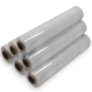 Waytex Lot de 6 Rouleaux de Film Transparent 500mm x 250m, &eacute;paisseur 25 microns, Etirable 150 &agrave; 200%, pour professionnels, palettes, carton, emballage Rouleau 3,2 Kg