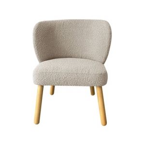 DRAWER Fauteuil en tissu bouclette et bois taupe