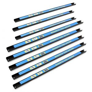 Kit Barres Porte-outils 8x61cm Barres magnétiques Acier Rangement accessoires Atelier Montage mural - blau