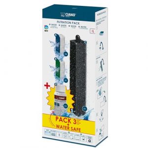 Ciano Aquarium Consommables + Conditionneur - Cartouches de Filtration pour Filtre d'Aquarium & Conditionneur - Pack 3 Mois, Taille L - Eau Cristalline pour Poissons, sans Impuretés et sans Odeur
