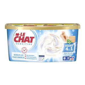Le Chat Lessive Capsules Sensitive Aloe Vera & Marseille - La Boite De 35 Capsules Discs