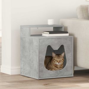 Image de VidaXL Maison Pour Chat B&eacute;ton 42,5 X 40 X 53,5 Cm Bois D'ing&eacute;nierie