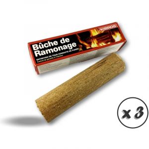 Image de Kibros Bûche de ramonage chimique - Cheminée insert poêle chaudière foyers ouverts - Tous conduits de fumée 4BUCH2x3