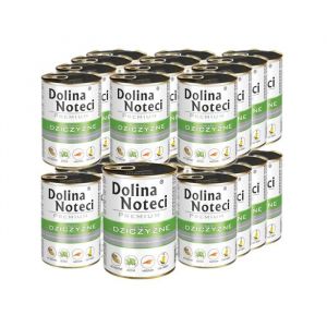Nourriture humide premium pour chiens Dolina Noteci au gibier, bo&icirc;te 24x400g