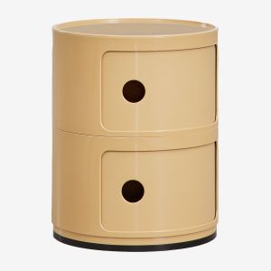 Table de chevet ronde &Oslash;30 cm avec &eacute;tag&egrave;res Babel Moutarde L&eacute;g&egrave;re