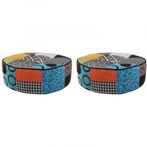Image de Altobuy KERAVA Lot de 2 Poufs Ronds Motif Patchwork