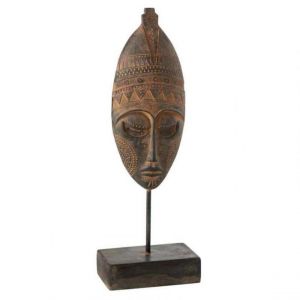 Prix Statuette Déco Tête Ethnique 52cm Marron & Beige